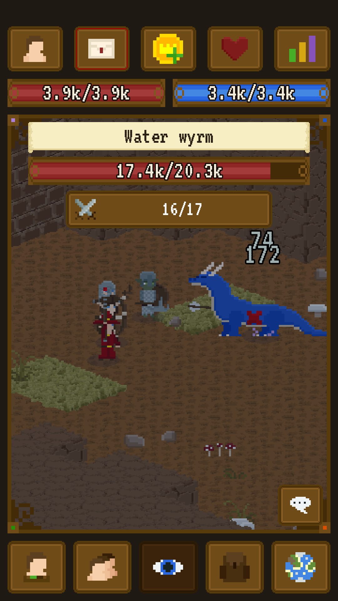 A party fighting a dungeon boss